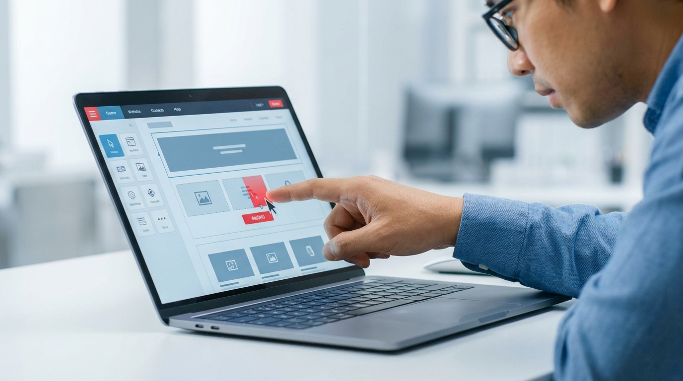 หน้าจอ Webflow แสดงการออกแบบเว็บไซต์แบบลากวางที่แปลงเป็นโค้ดสะอาด