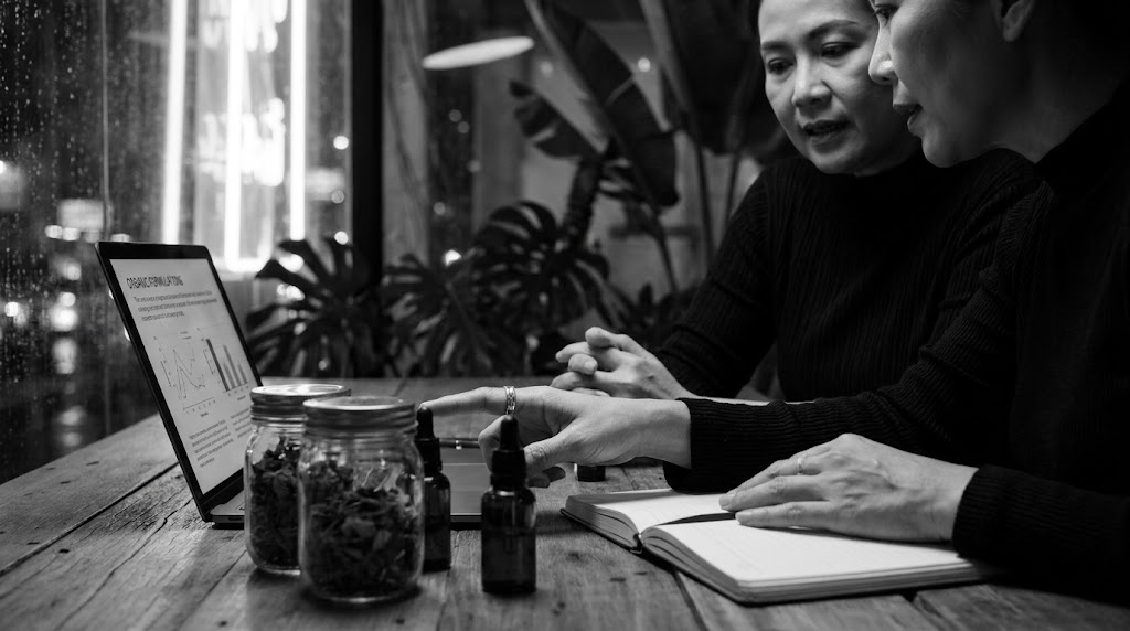 เจ้าของร้านไทยกำลังคำนวณค่าระบบ Shopify รายเดือนรวมค่าแอปและค่าธรรมเนียมต่อบิลก่อนเปิดร้าน
