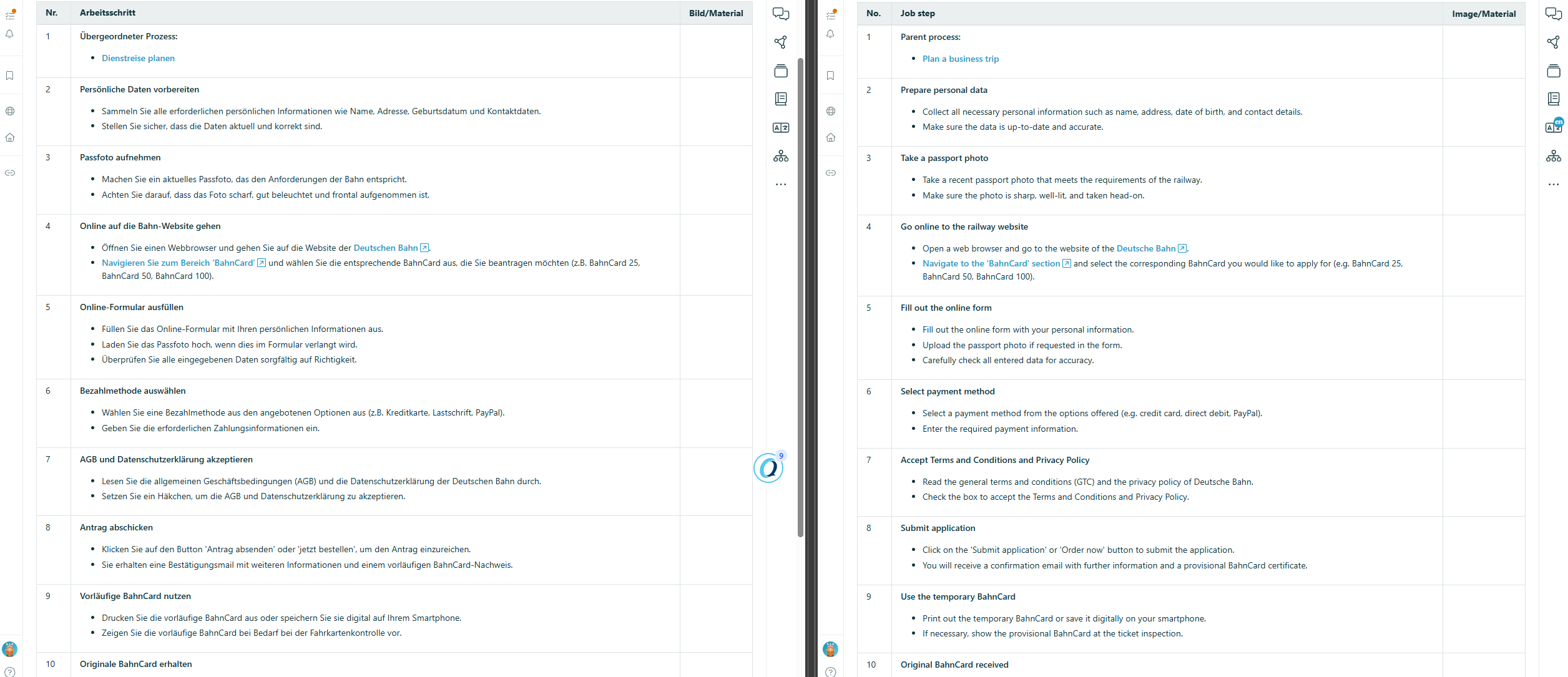 Screenshot integrierte Übersetzung
