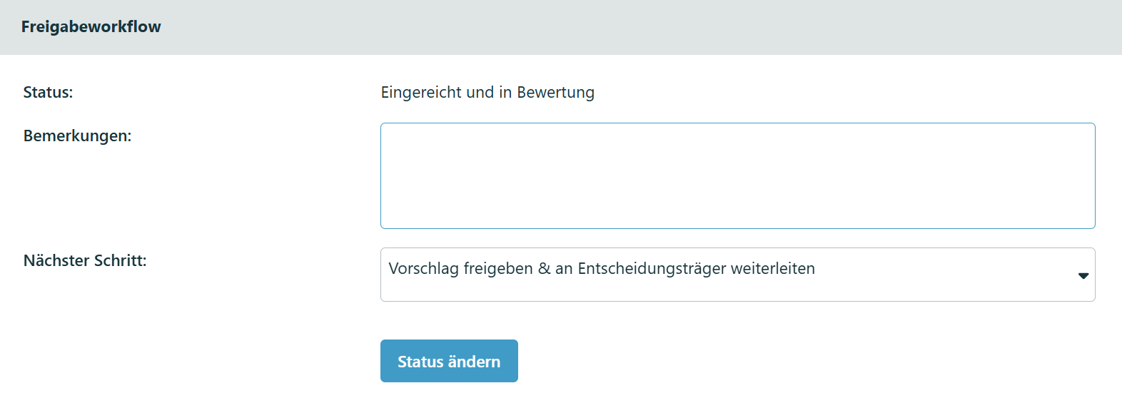 Freigabeworkflow Vorschlagswesen