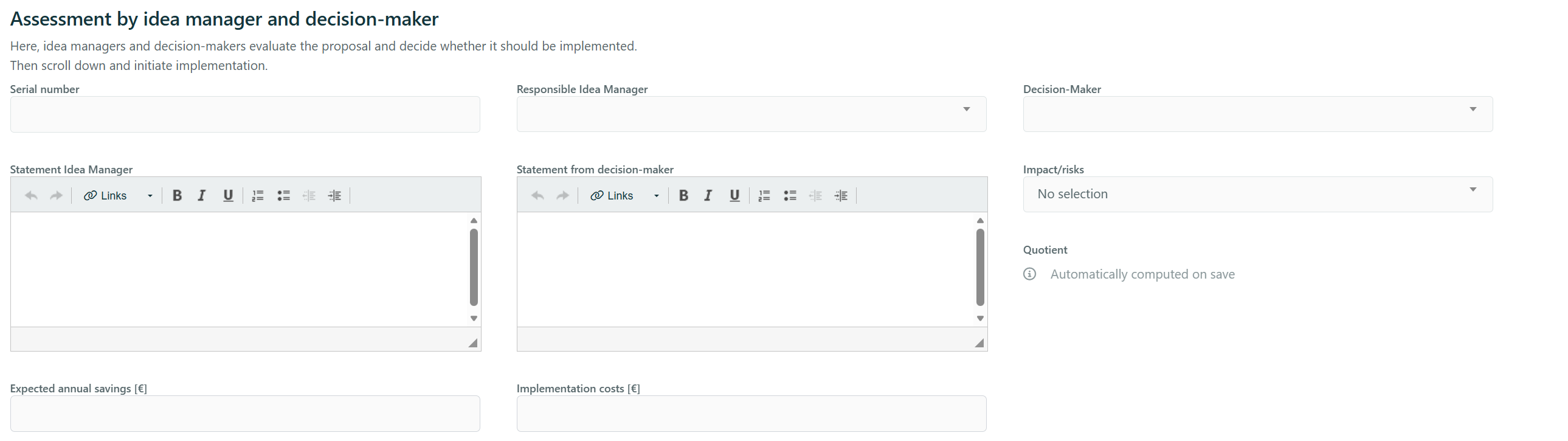 Assessment Idea Manager