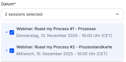 Webinar Anmeldung Auswahlprozess