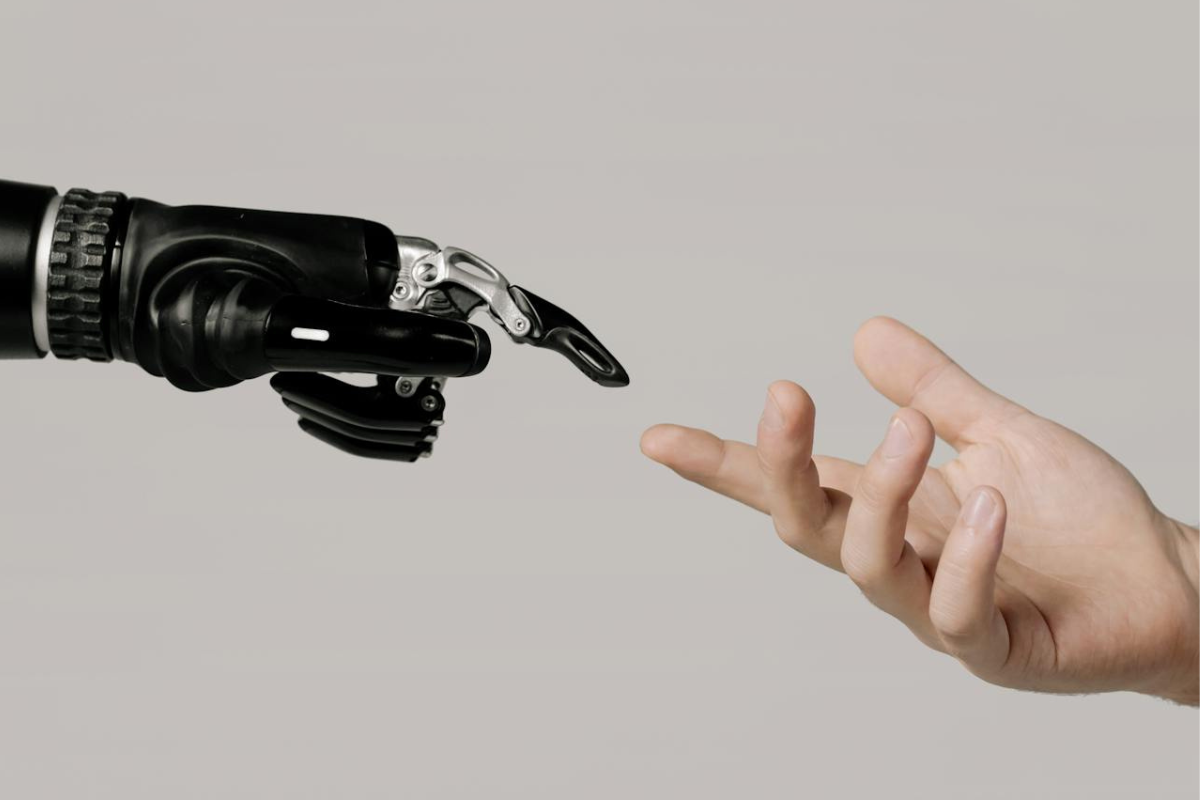 robot hand and human hand