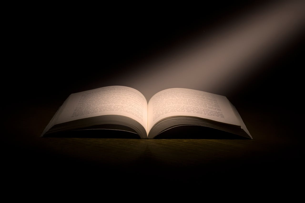 light shining on open book