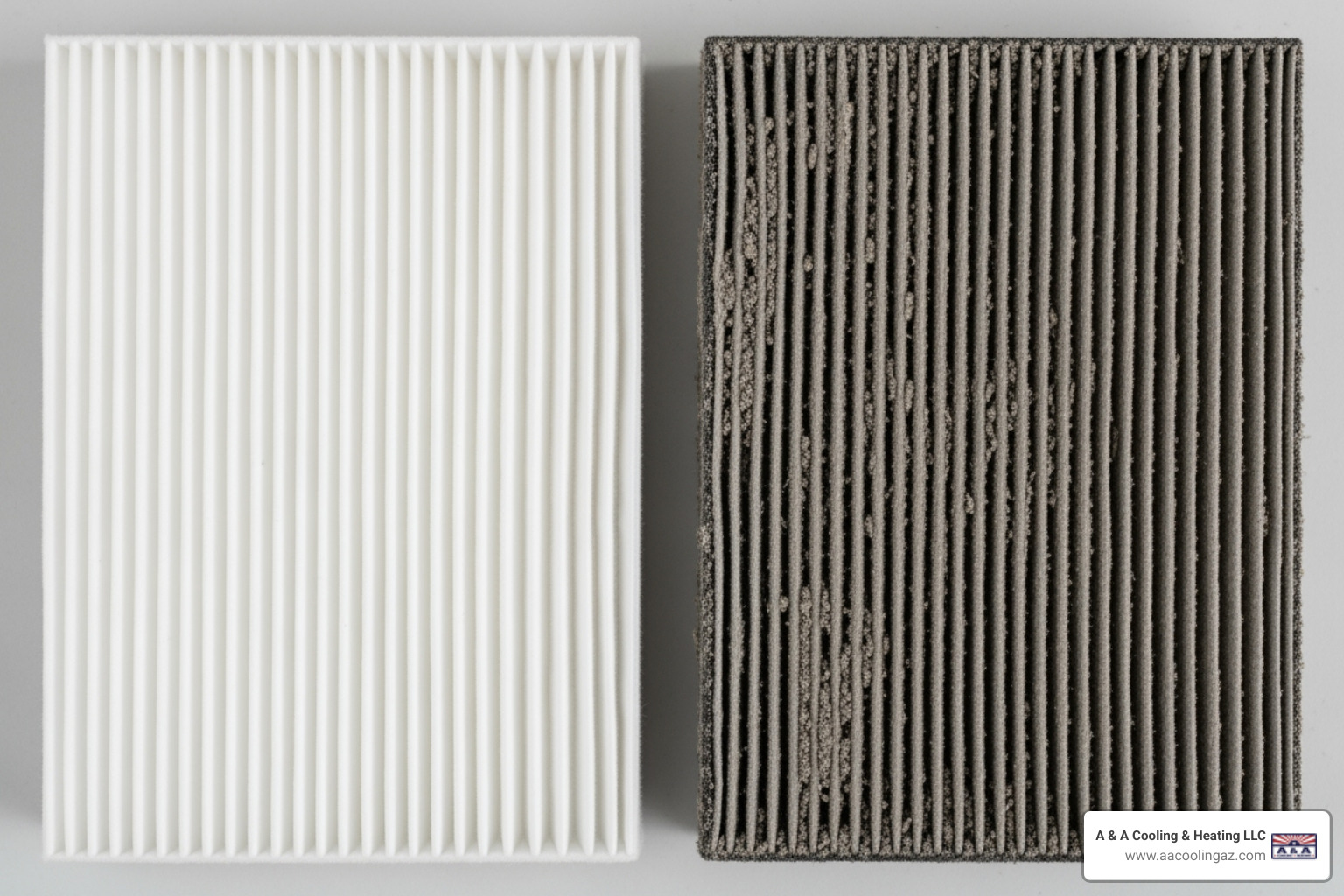 comparing a clean and a dirty AC air filter - ac not cooling