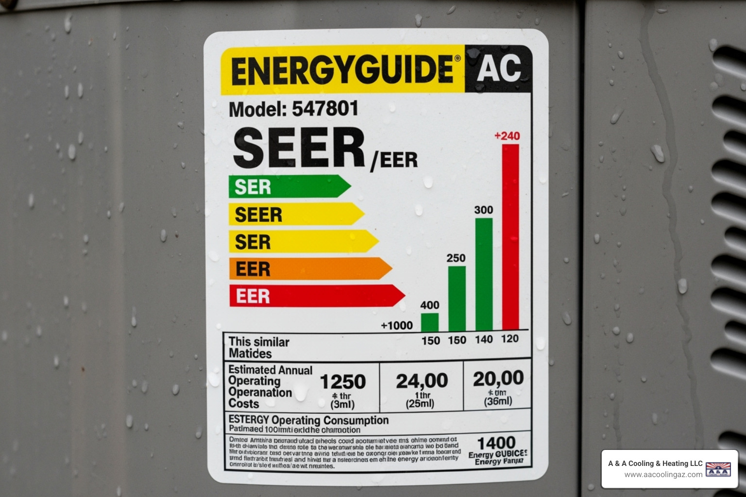 energy efficiency rating sticker on an AC unit - ac maintenance plan