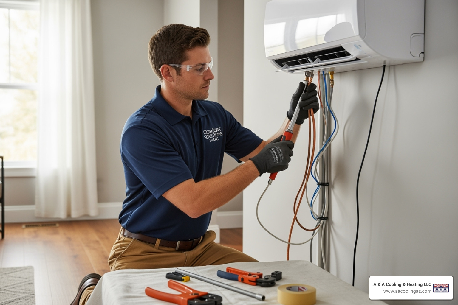 certified technician performing a clean installation - ac installation mesa