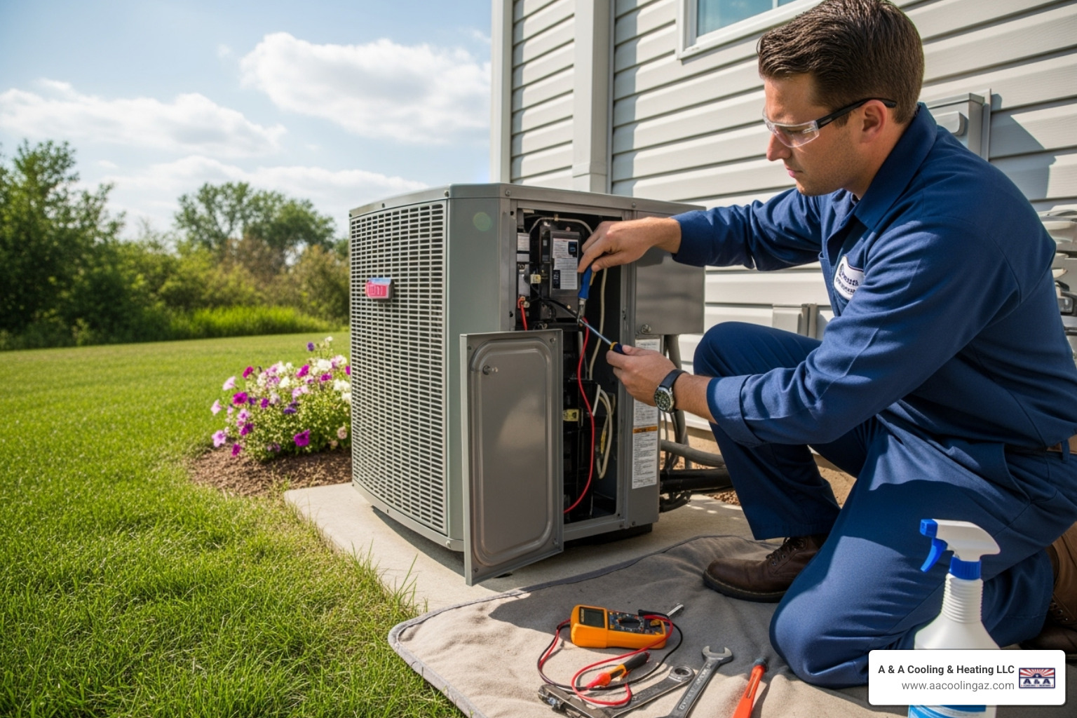 technician performing AC maintenance - ac installation in phoenix