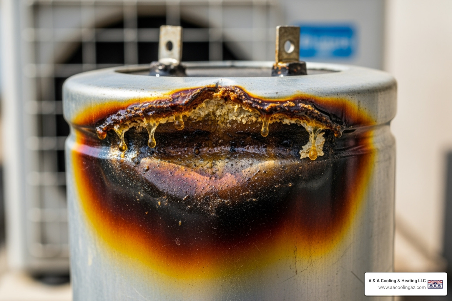 A bulging, failed AC capacitor - AC compressor not working