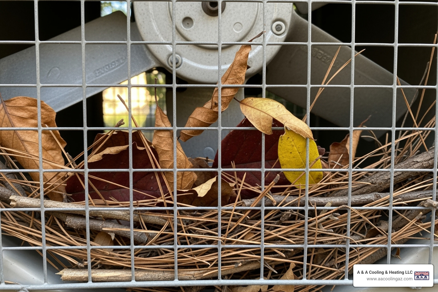 Debris inside an AC unit's fan cage - AC fan not spinning