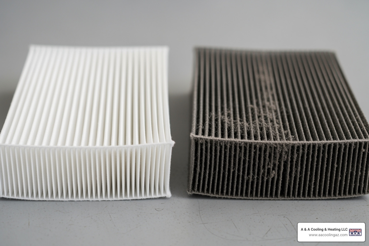 A comparison of a clean air filter versus a dirty, clogged air filter, highlighting the difference in appearance and potential airflow obstruction. - ac won't turn on