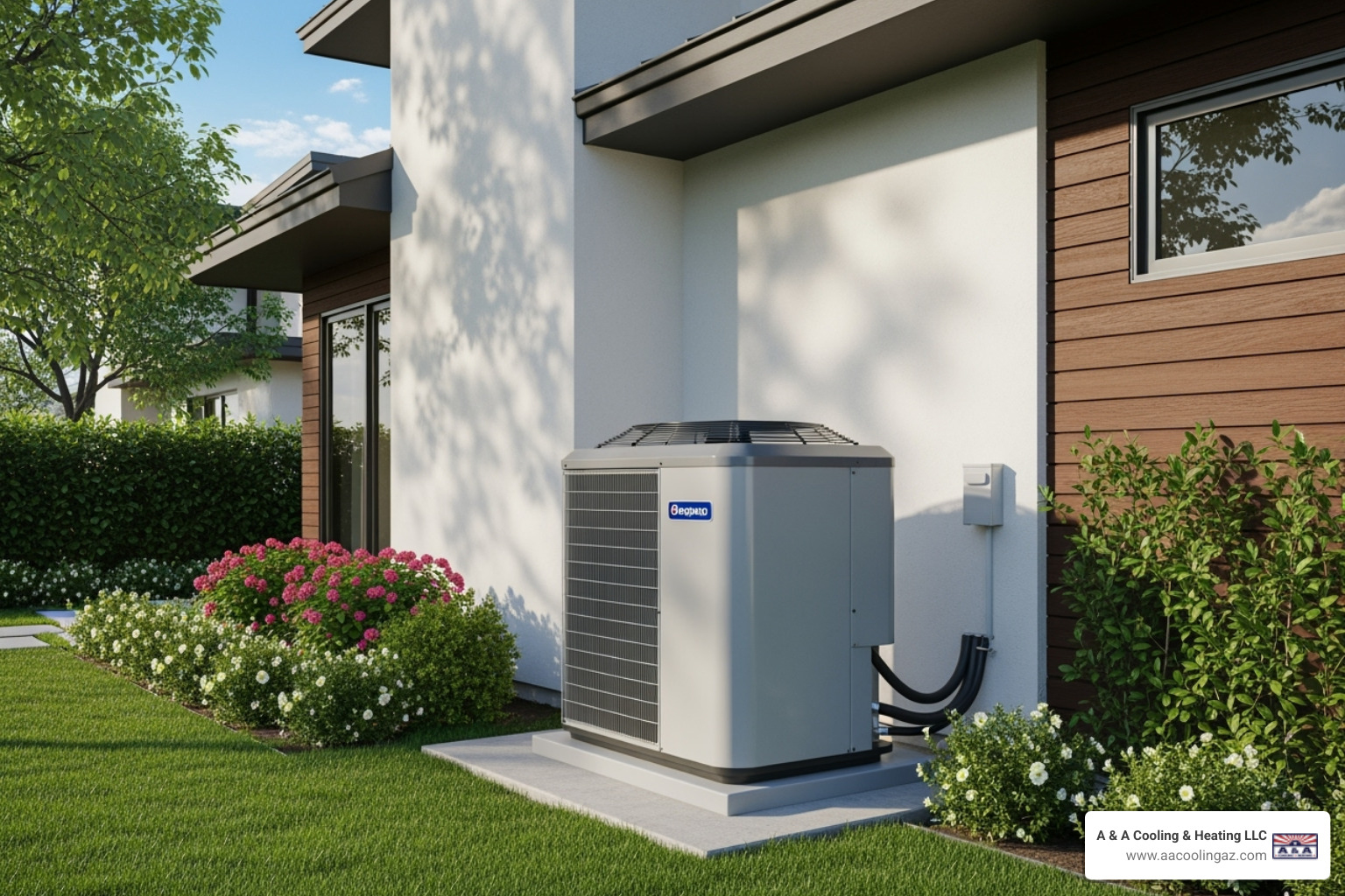 new efficient outdoor HVAC unit installed neatly beside a home - hvac replacement mesa az