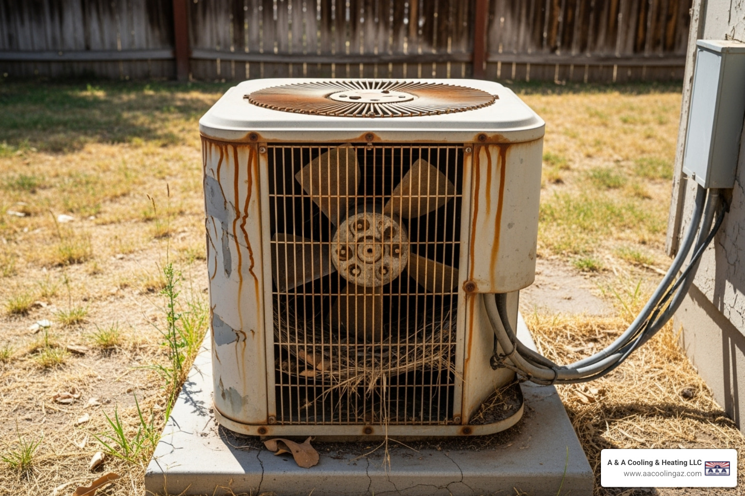 old outdoor air conditioning unit - hvac replacement mesa az