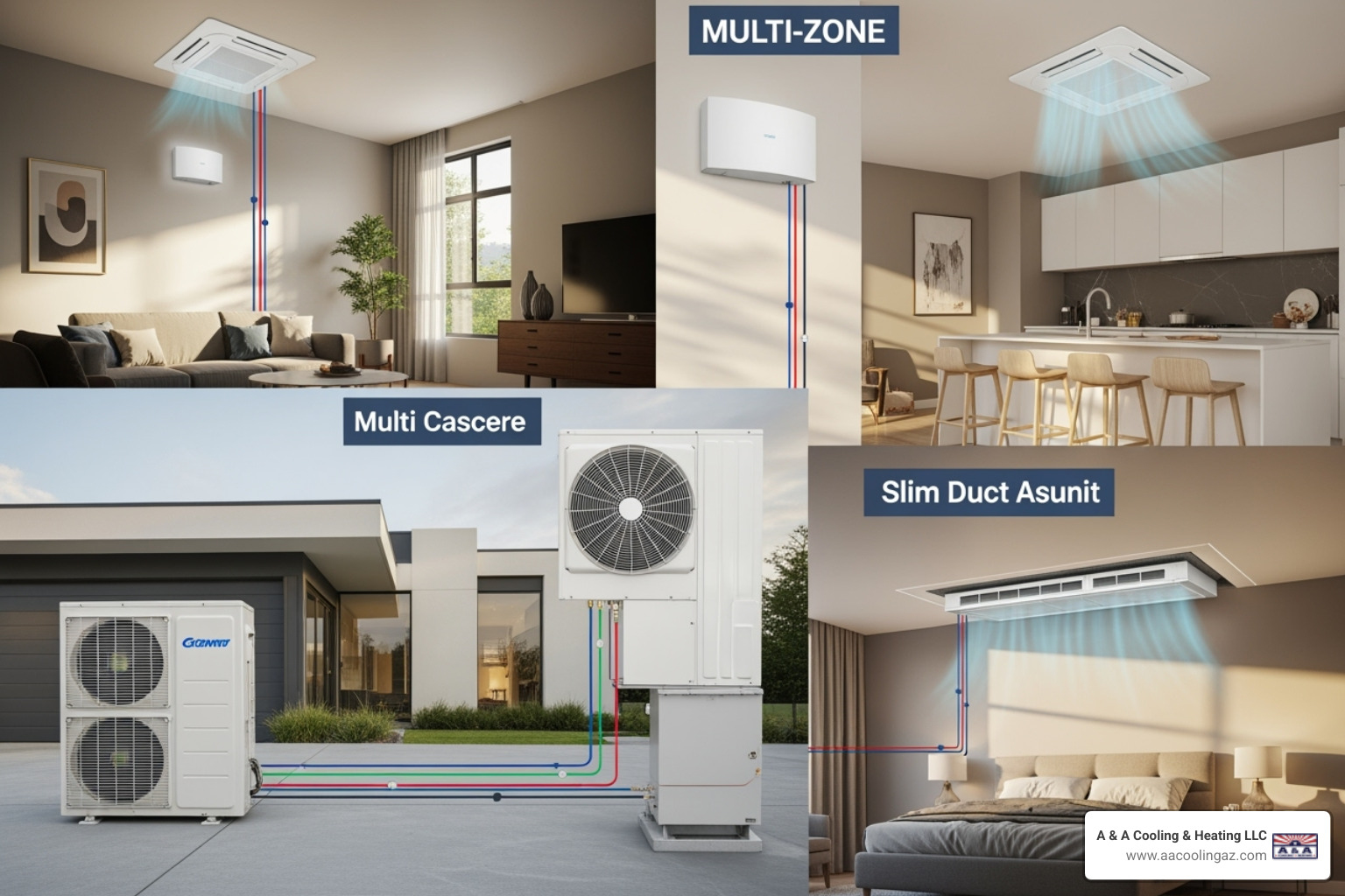 Multi-zone setup with one outdoor unit and multiple indoor units in different rooms - mini split installation chandler