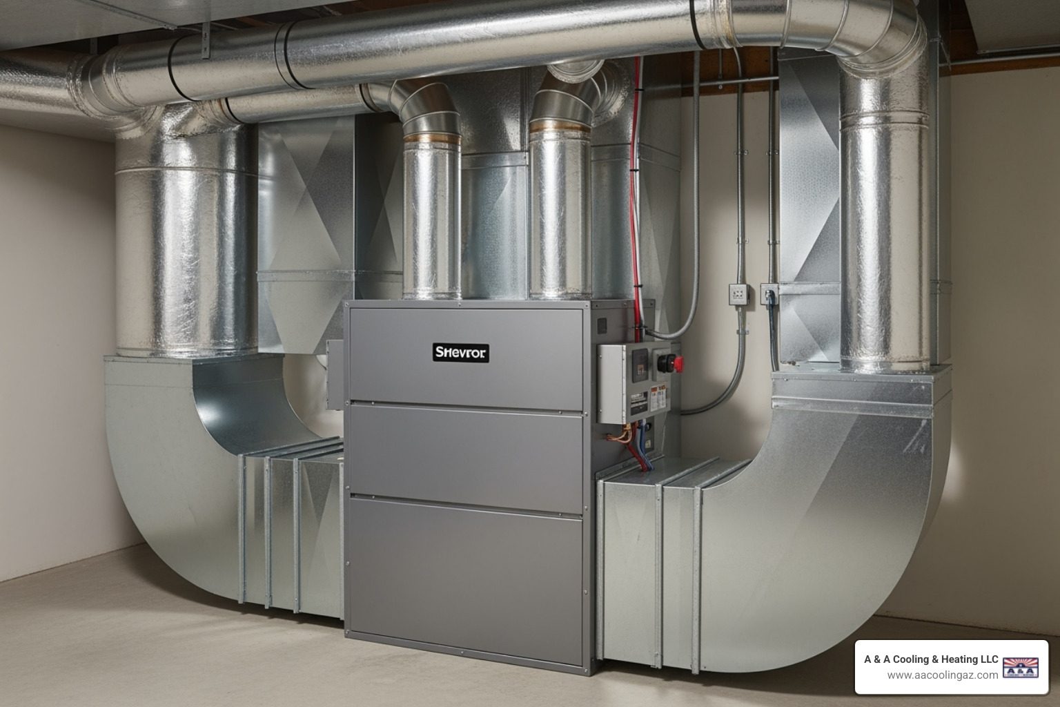 Image of a whole-home air purifier integrated into an HVAC system, showing its seamless connection to the ductwork. - air filtration peoria