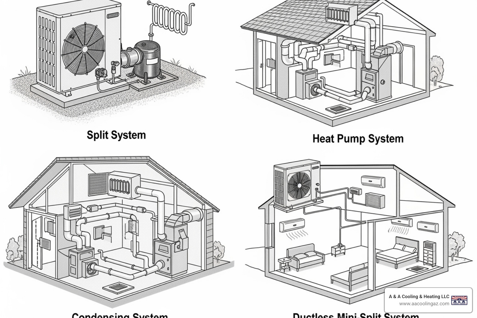 diagrams showing different HVAC system types - HVAC Installation and repair in Apache Junction, AZ 