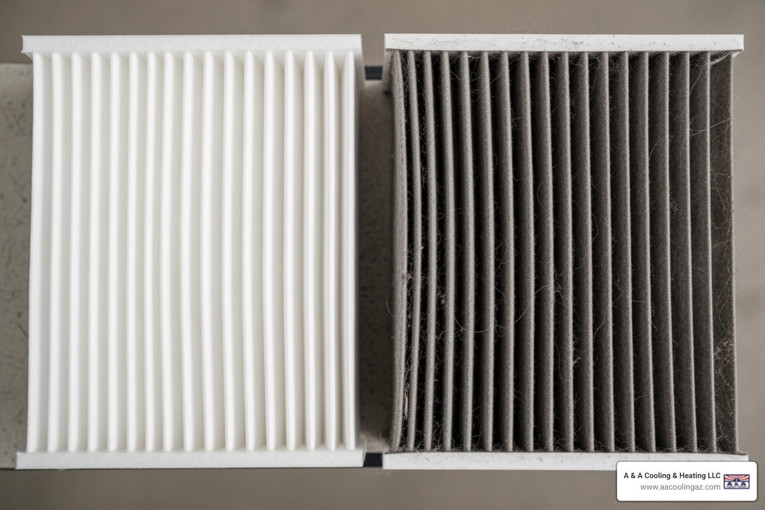 clean furnace air filter next to dirty one - My electric furnace needs repair. Who services the Goodyear area? clean furnace air filter next to dirty one - My electric furnace needs repair. Who services the Goodyear area?