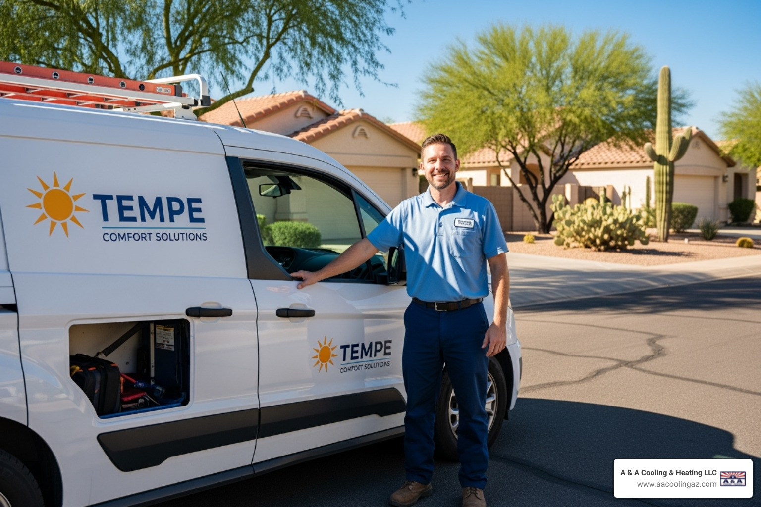 friendly technician with service van in Tempe - furnace repair tempe friendly technician with service van in Tempe - furnace repair tempe