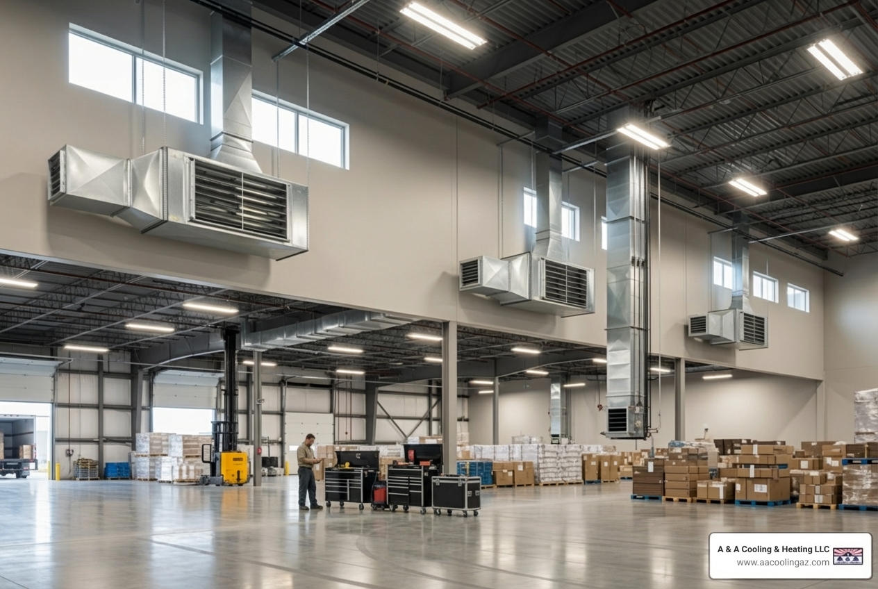 What companies in the Phoenix area offer commercial heating solutions for large warehouses?