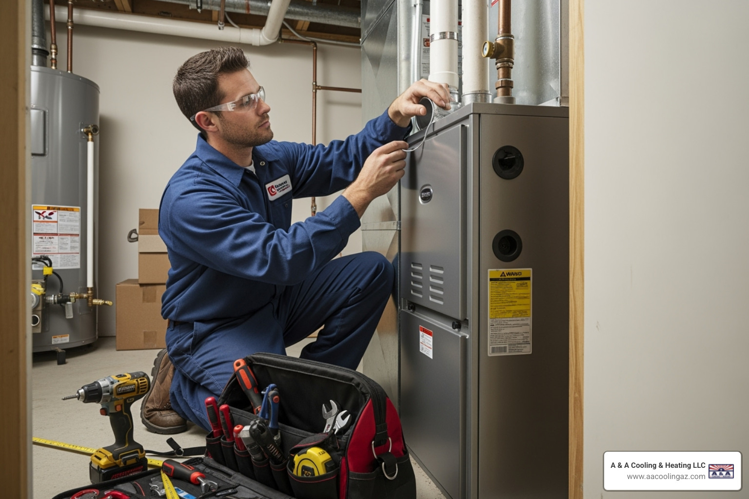 certified technician installing a new furnace - furnace installation tempe az