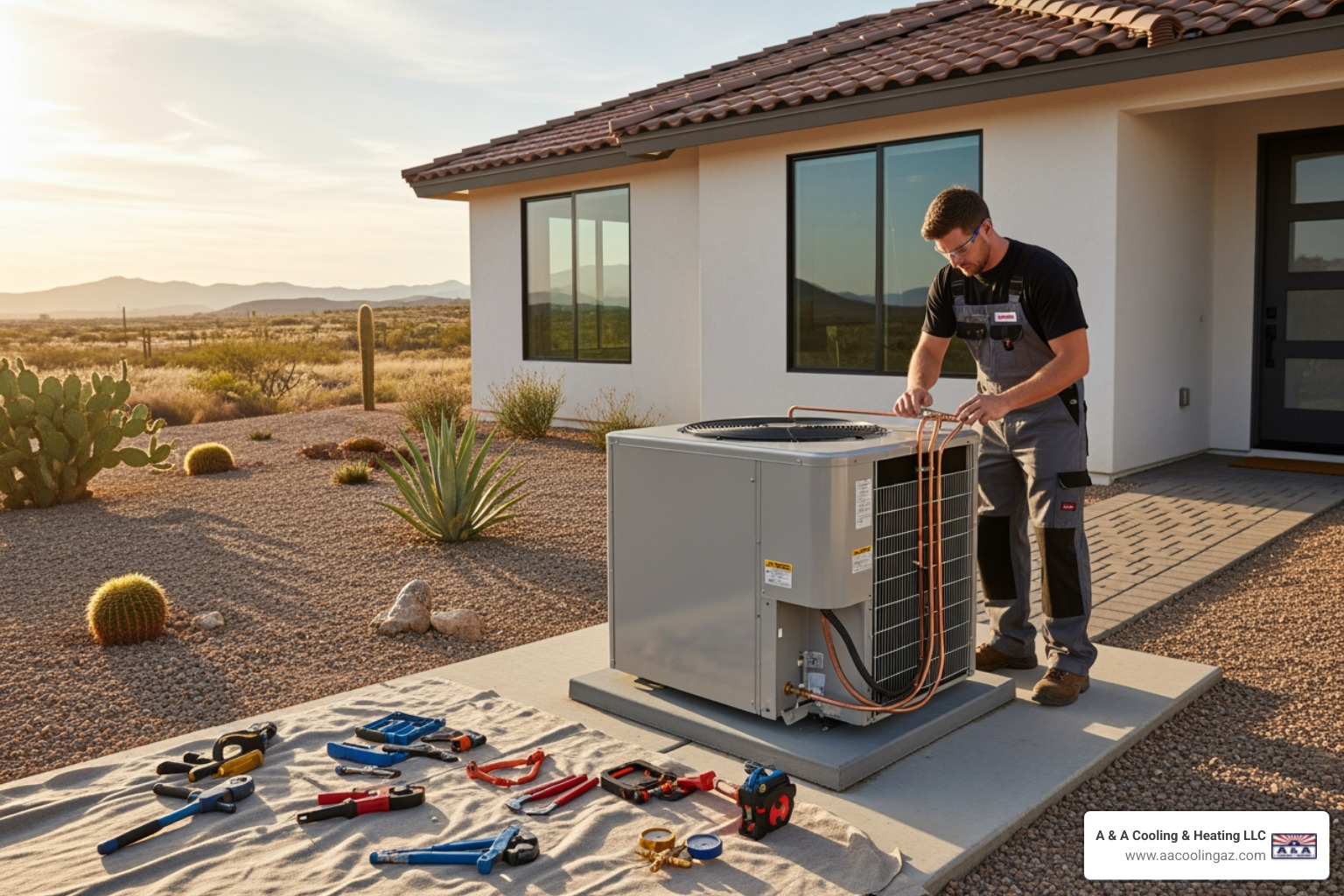 infographic showing the heat pump replacement process from consultation through installation, with timeline indicators for each phase: consultation and evaluation (1-3 days), permit approval (3-10 days), system removal and installation (4-8 hours for standard jobs), and post-installation testing and support - heat pump replacement scottsdale az