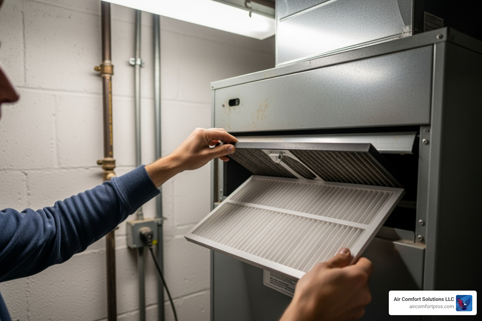 homeowner changing heat pump air filter - heat pump leaking water