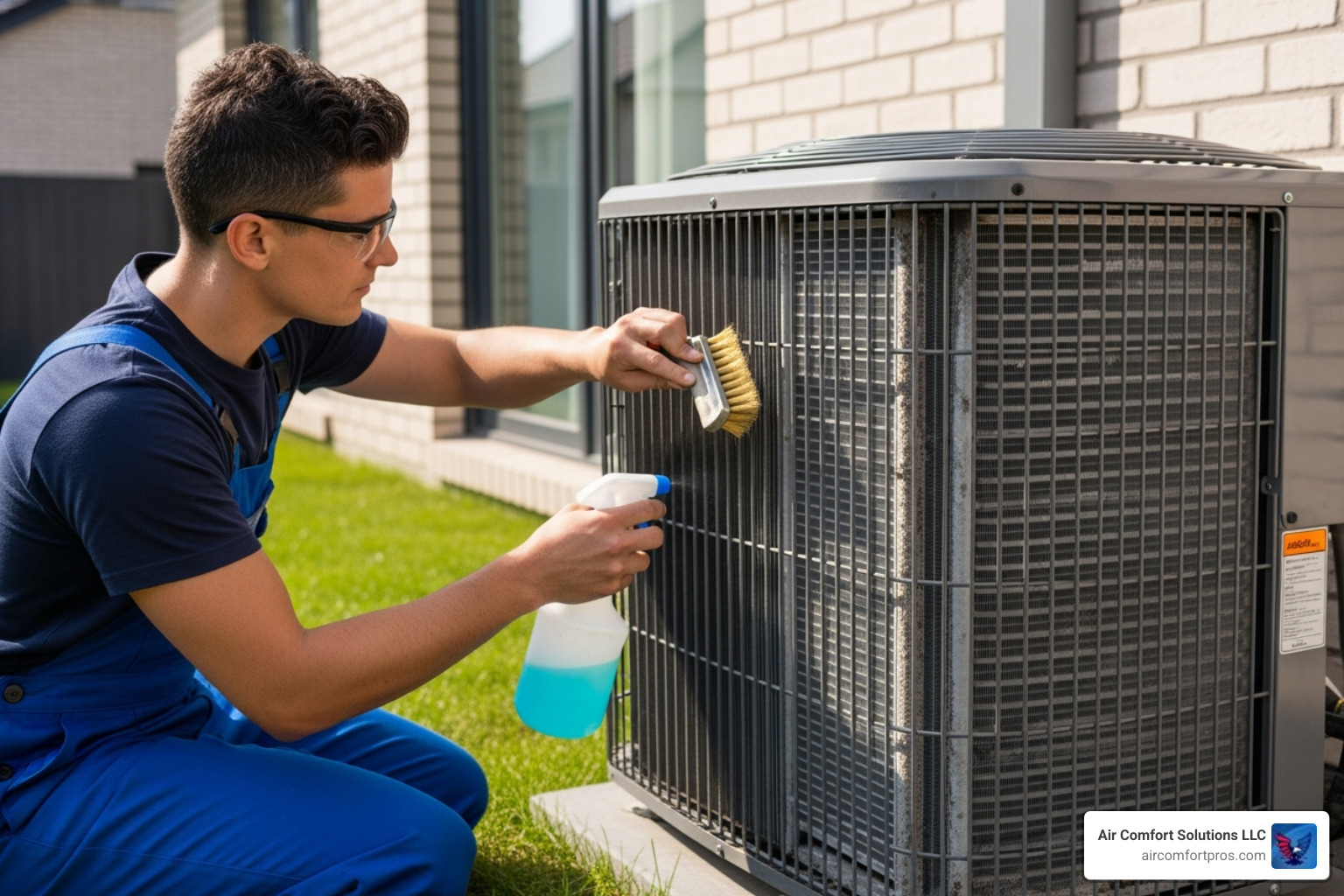 A technician cleaning an HVAC coil, highlighting the importance of regular maintenance - Conroe HVAC services