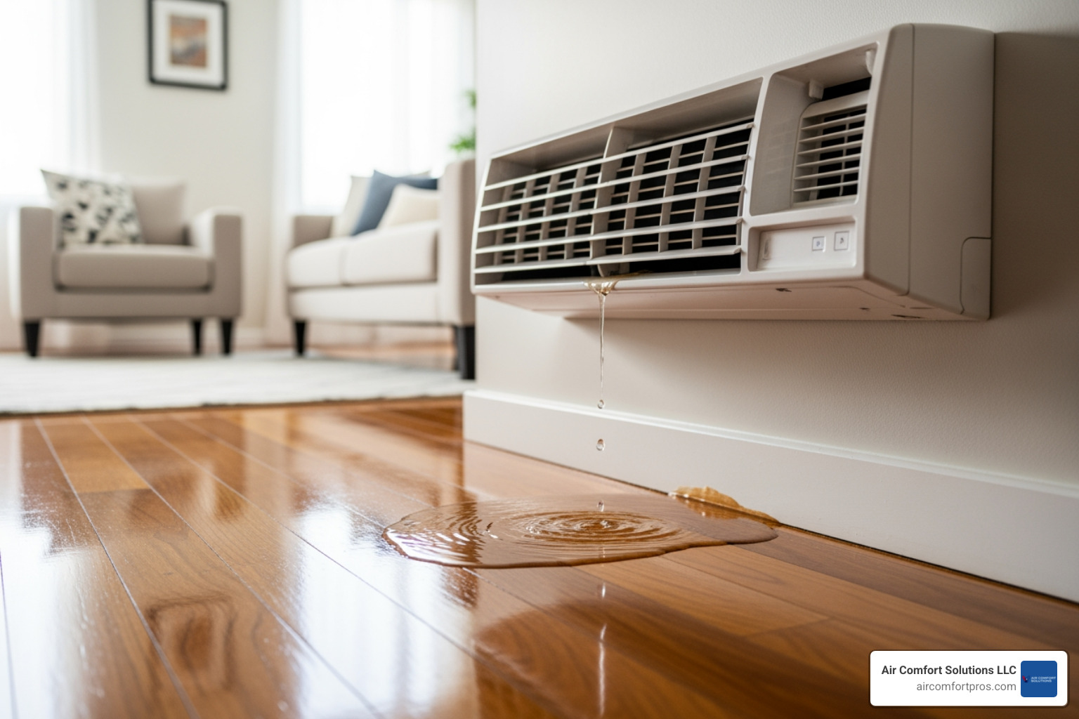 infographic showing the top 5 warning signs your air conditioner needs repair: warm air from vents, weak airflow, strange noises like grinding or squealing, water leaks around indoor unit, and musty or burning odors, with simple icons for each warning sign - ac repair near me in pinehurst, tx