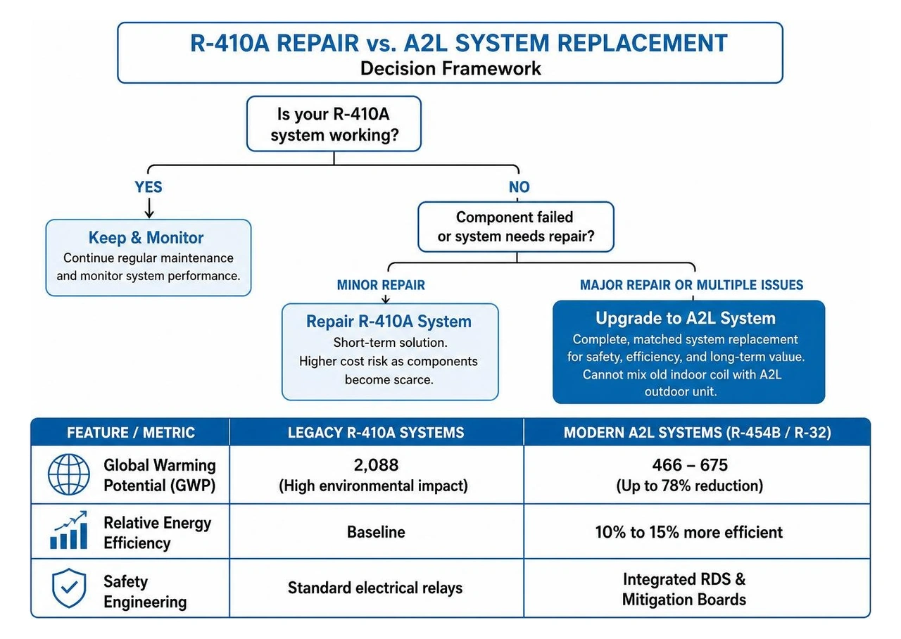 decision framework comparing R-410A repairs to A2L system replacement decision framework comparing R-410A repairs to A2L system replacement