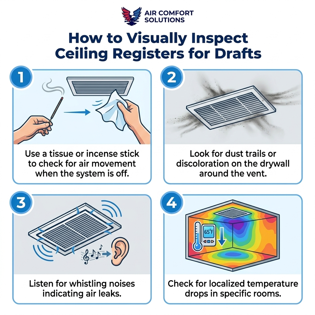 How to Visually Inspect Ceiling Registers for Drafts