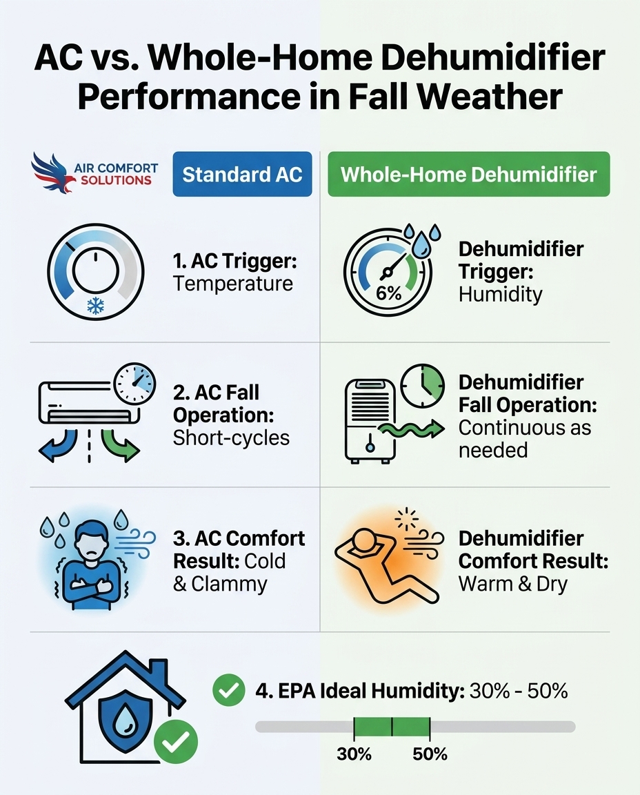 AC vs. Whole-Home Dehumidifier Performance in Fall Weather