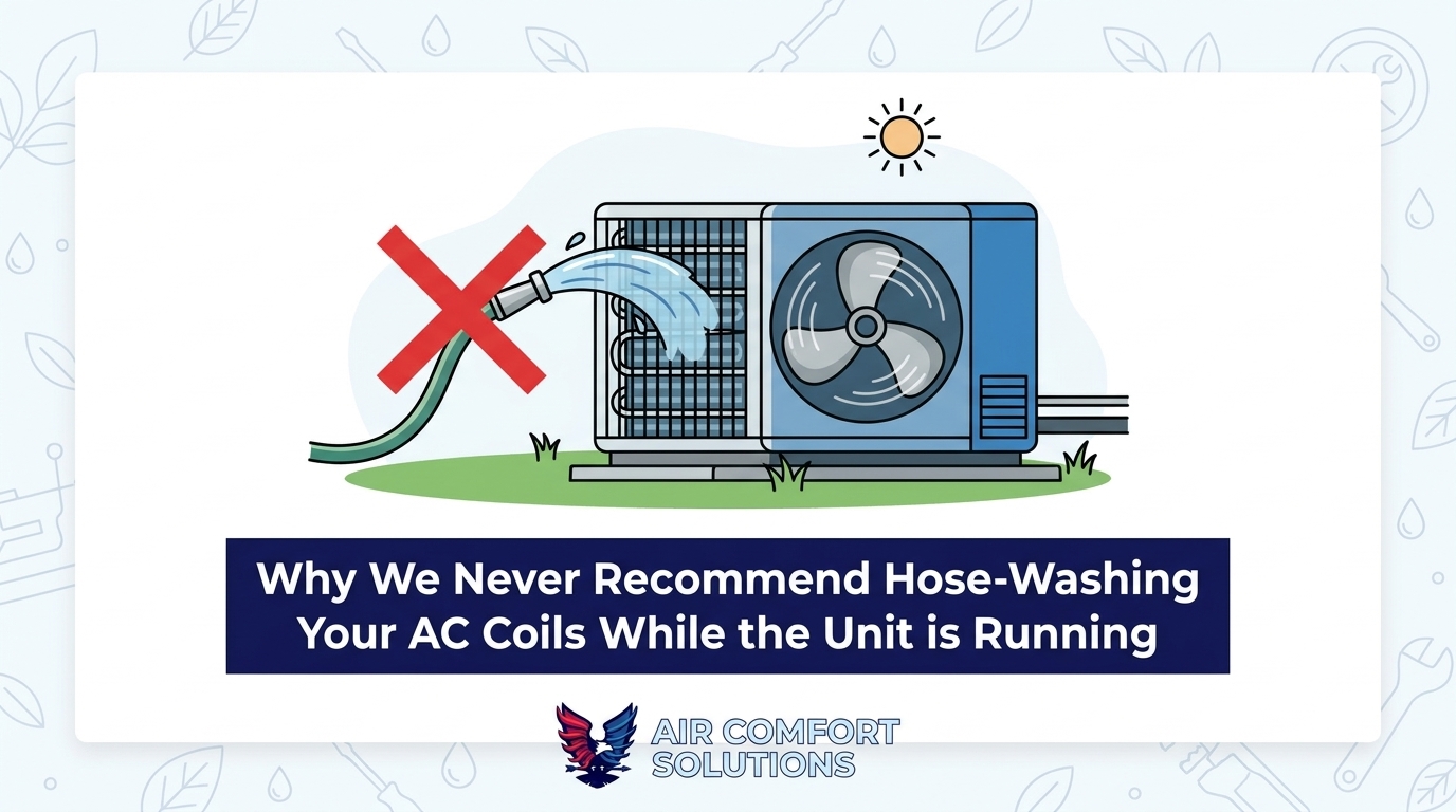 Why We Never Recommend Hose-Washing Your AC Coils While the Unit is Running