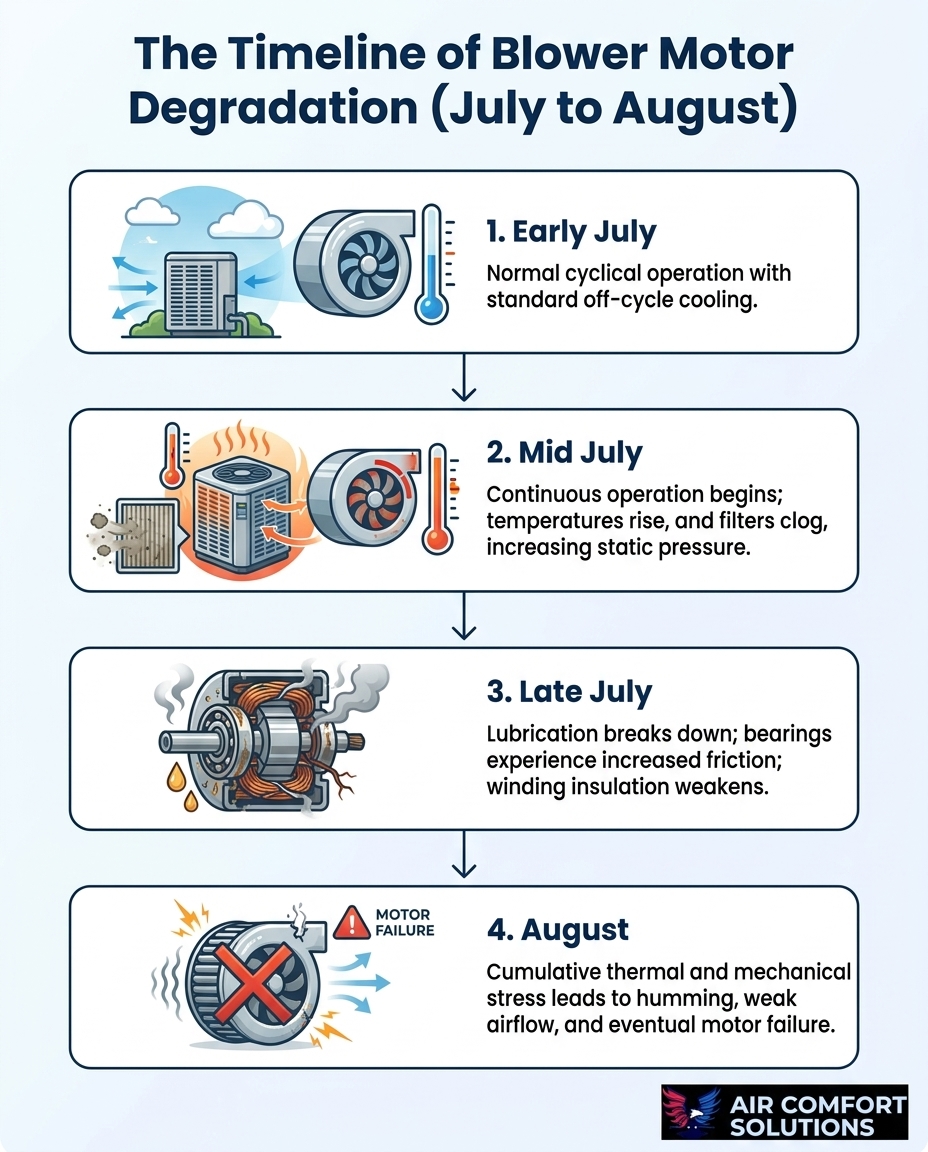 The Timeline of Blower Motor Degradation (July to August)