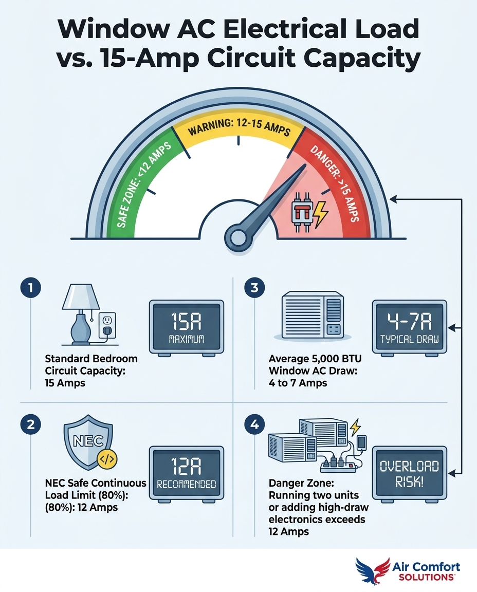 Window AC Electrical Load vs. 15-Amp Circuit Capacity