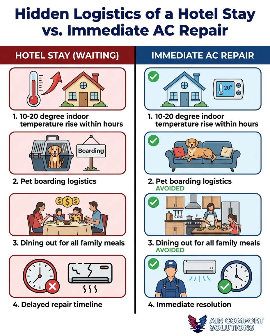 Hidden Logistics of a Hotel Stay vs. Immediate AC Repair
