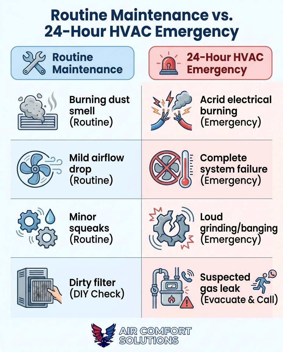 Routine Maintenance vs. 24-Hour HVAC Emergency