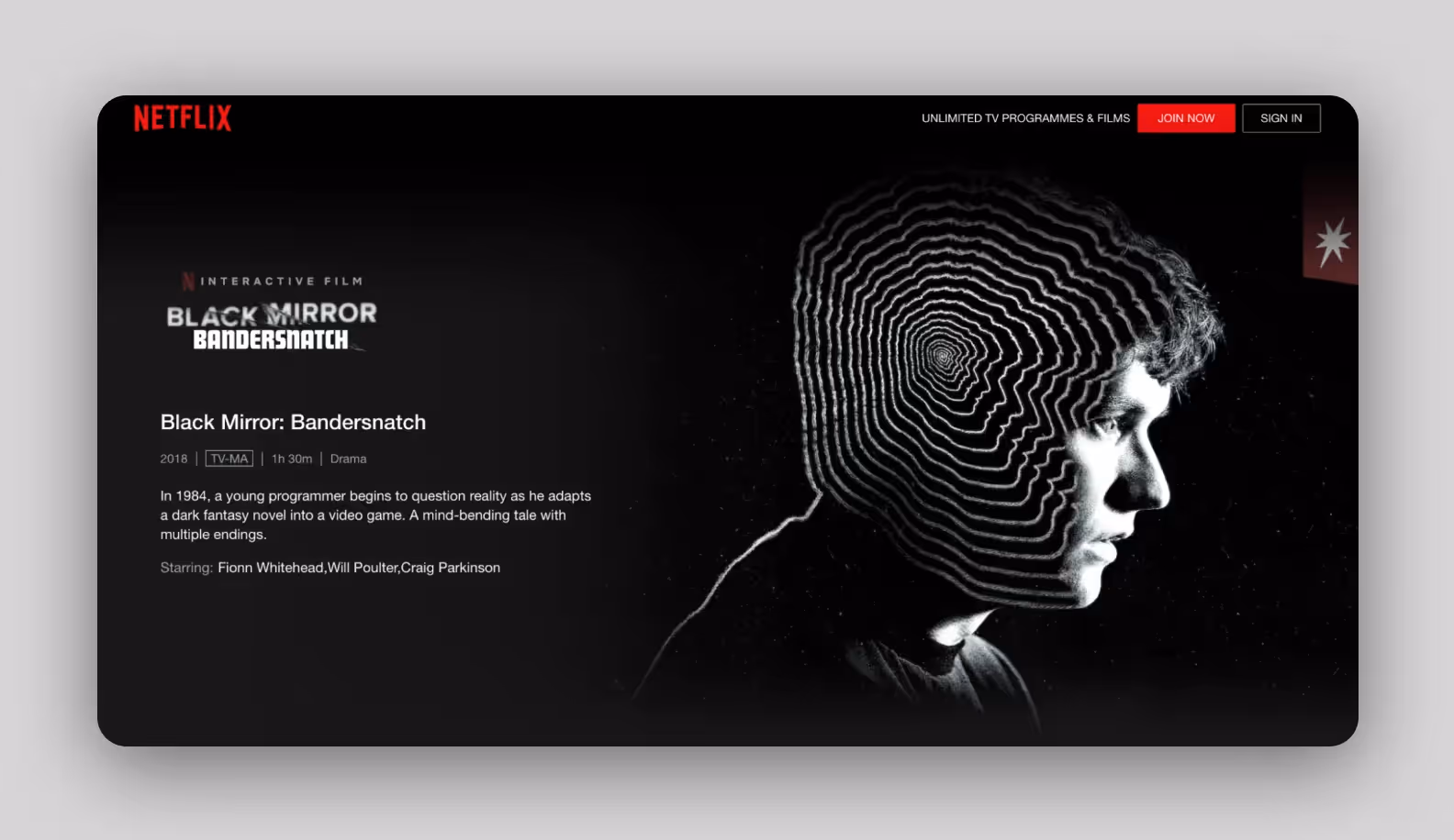 Netflix screen that shows interactive specials