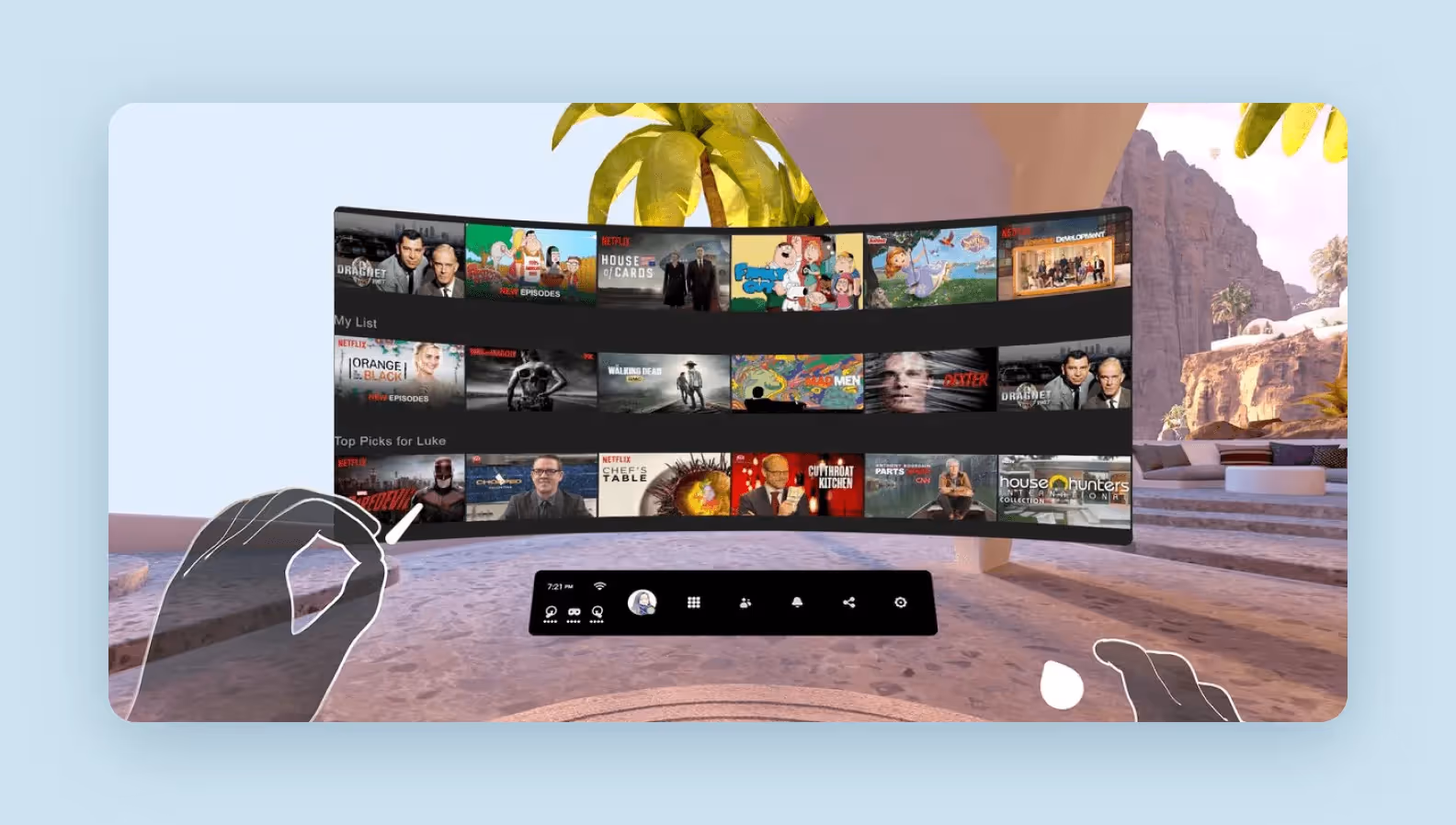 You can watch Netflix on a VR headset to simulate the movie theater experience