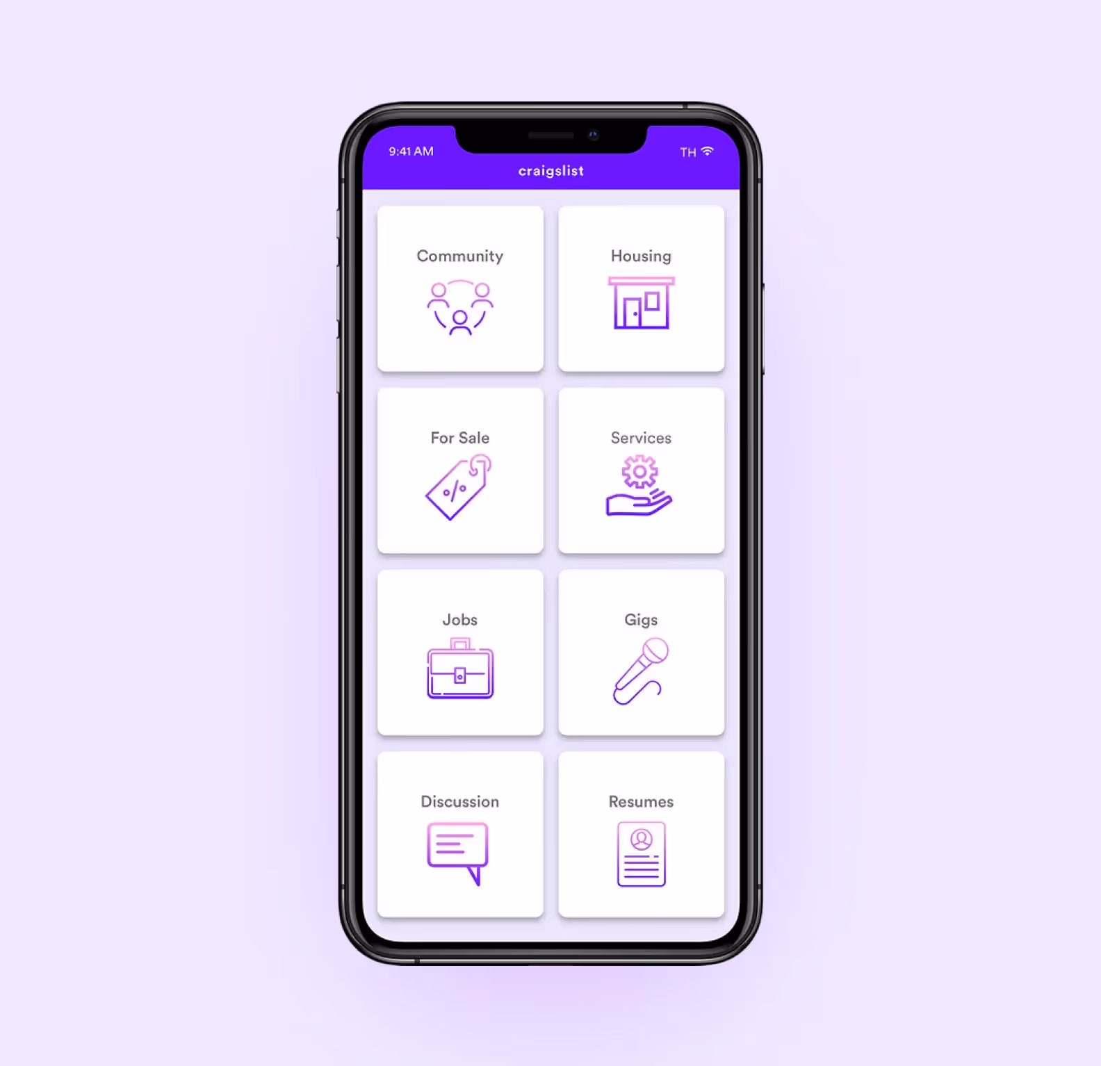 Search categories on Craigslist