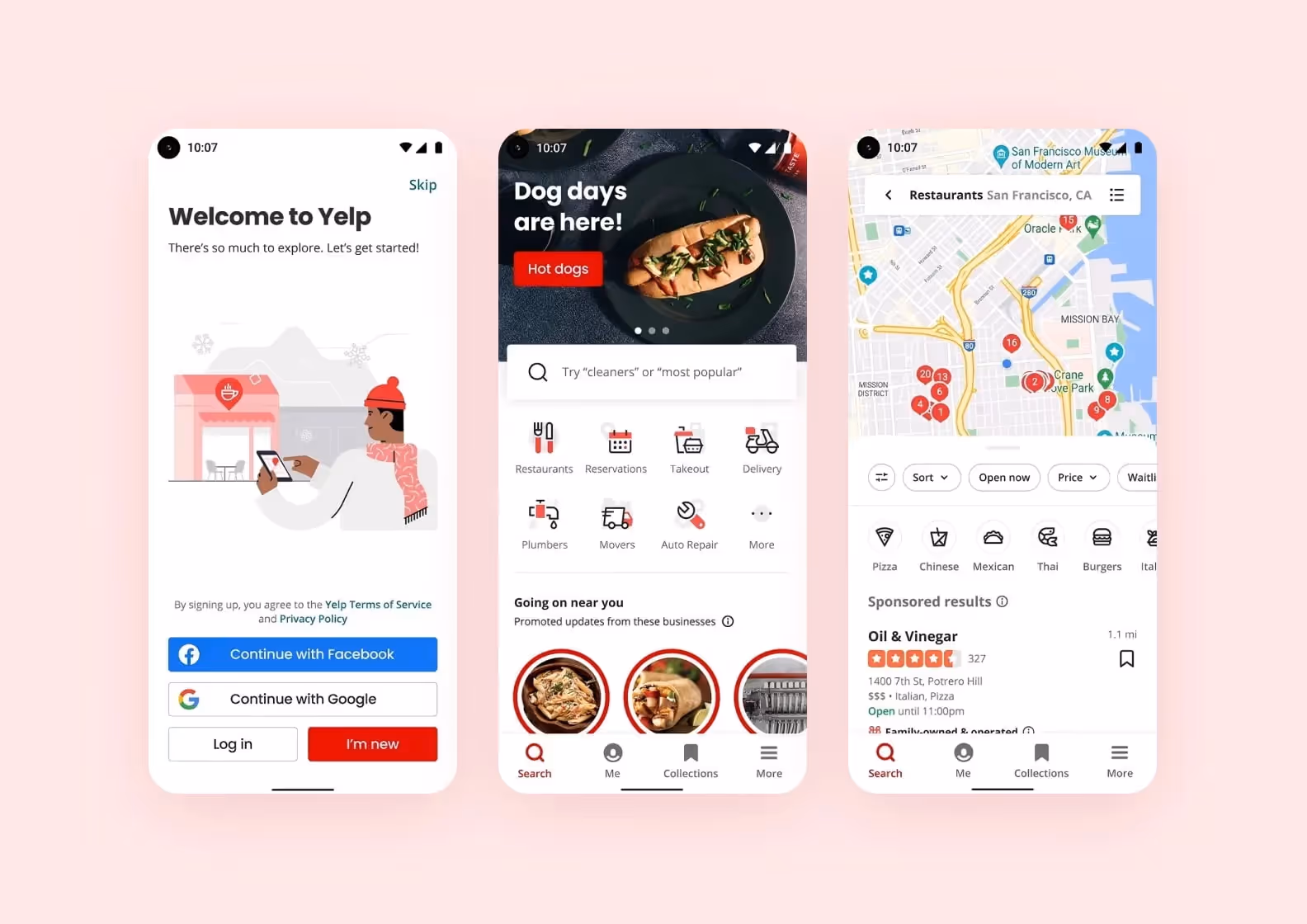 Yelp app screenshots