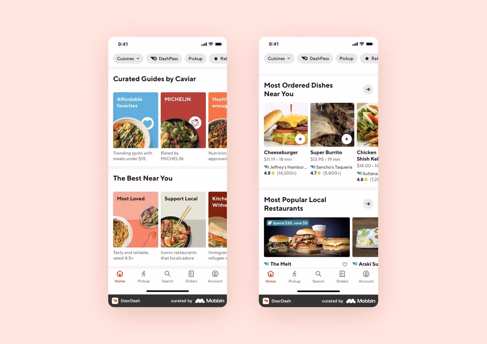 Ratings and reviews in thea food delivery app DoorDash