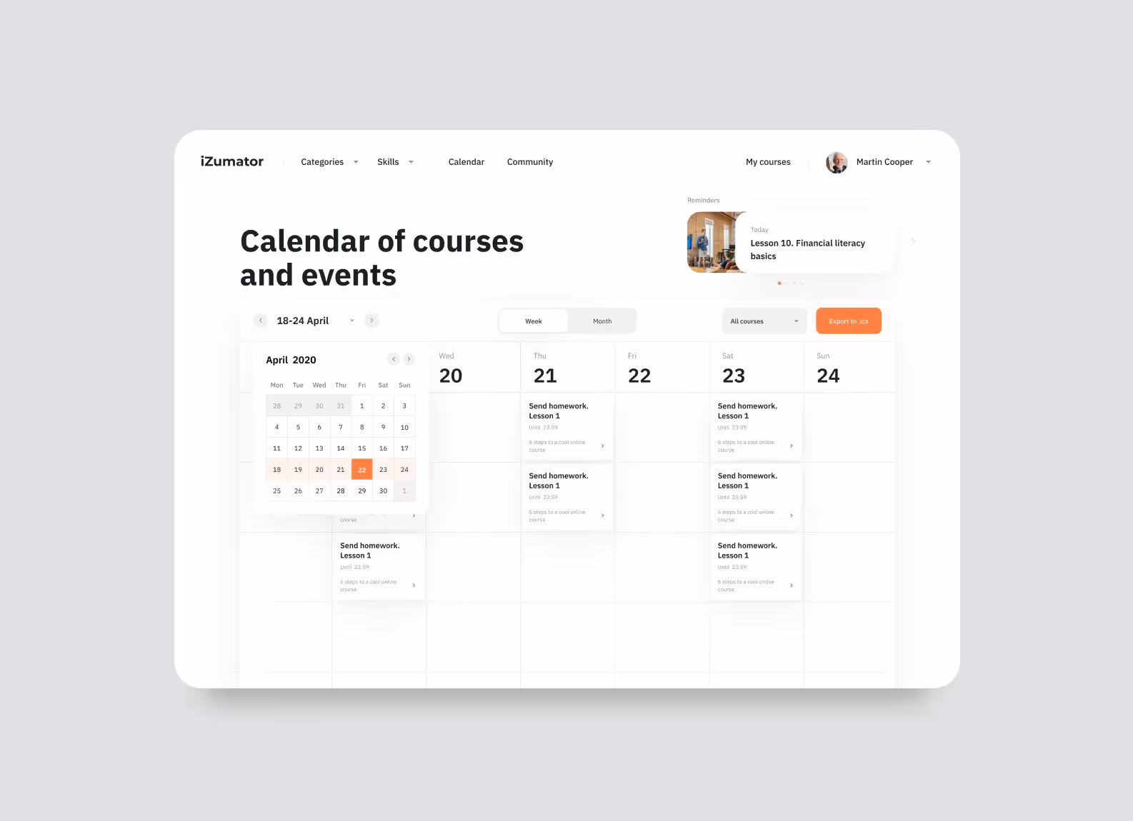 Mentors add events to students’ calendars