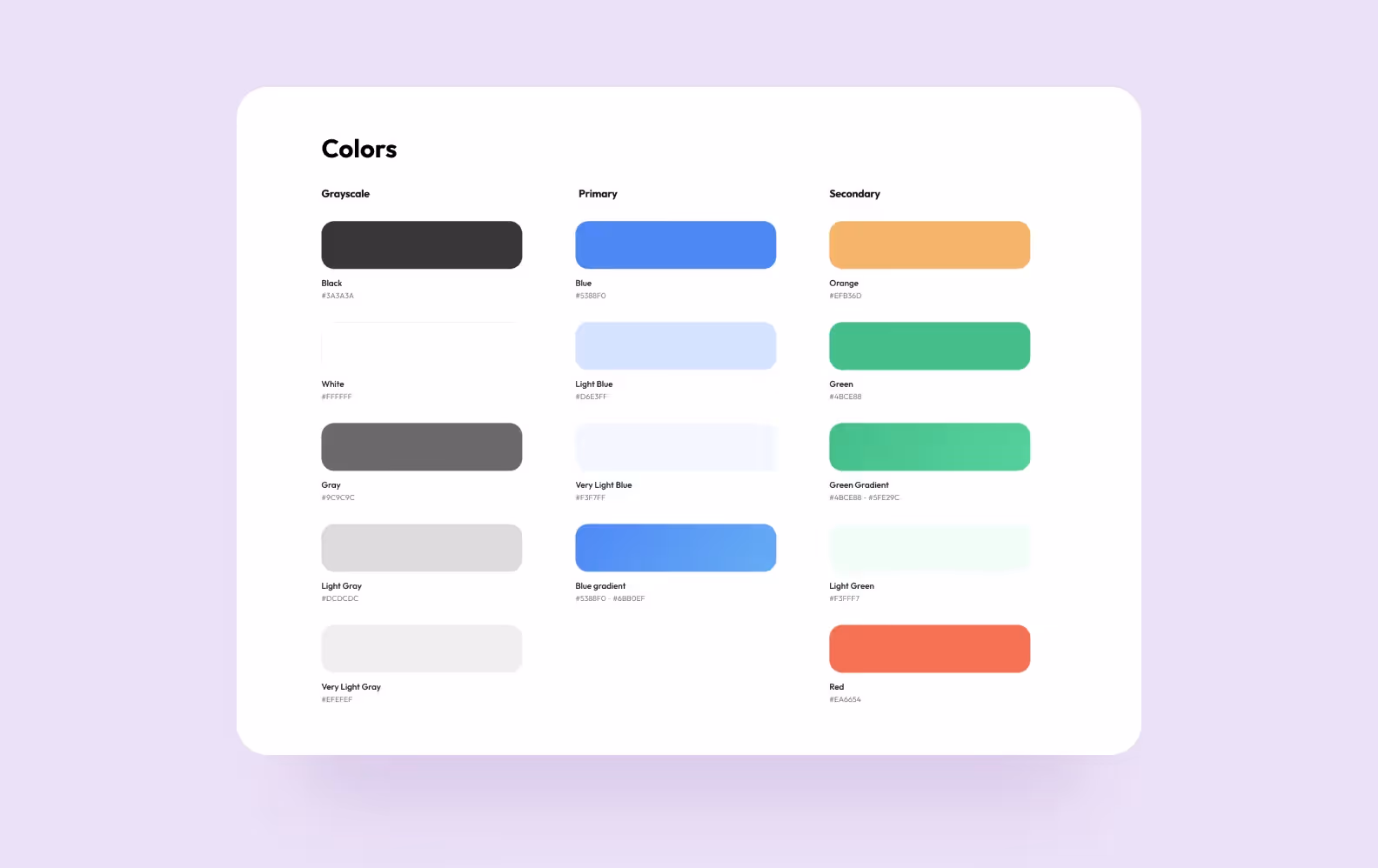 All the colors used in the app.