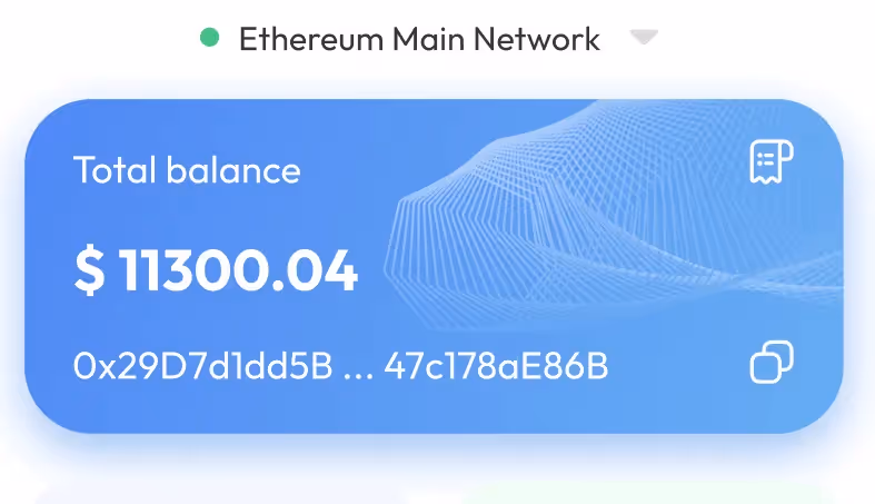 The element displays total balance