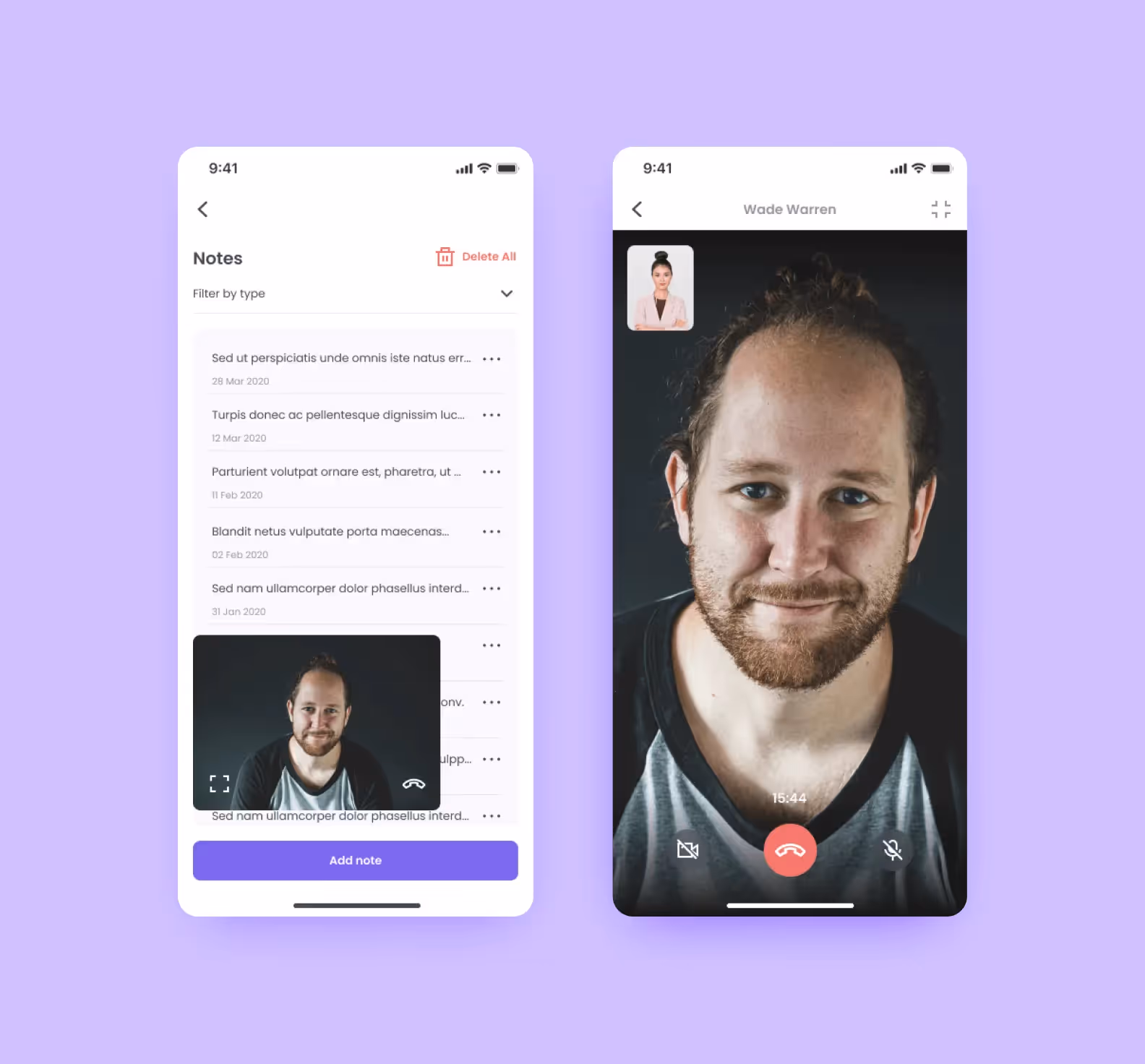 Online psychotherapy app screenshot