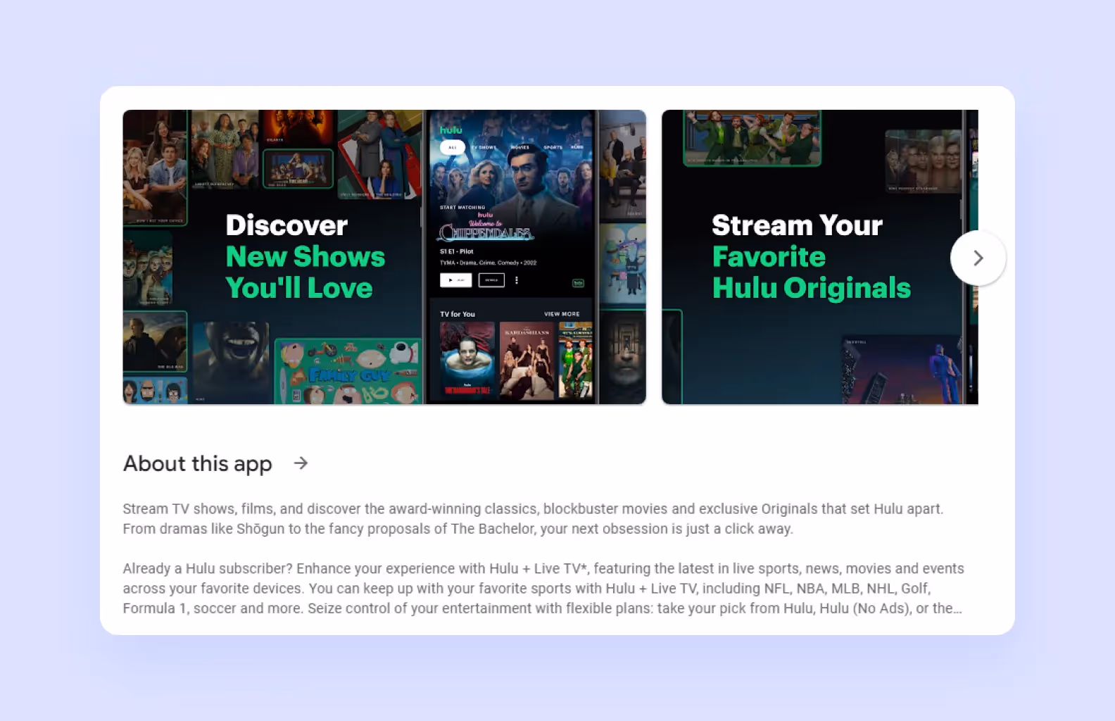 smart TV app description and screenshots