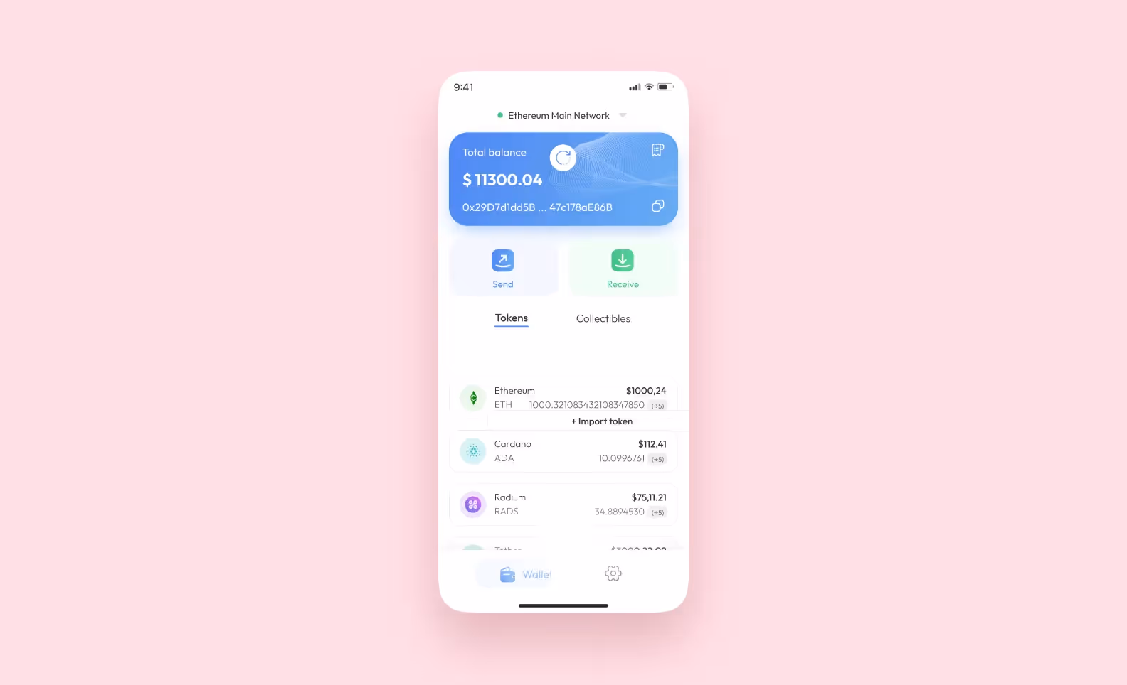 crypto wallet interface