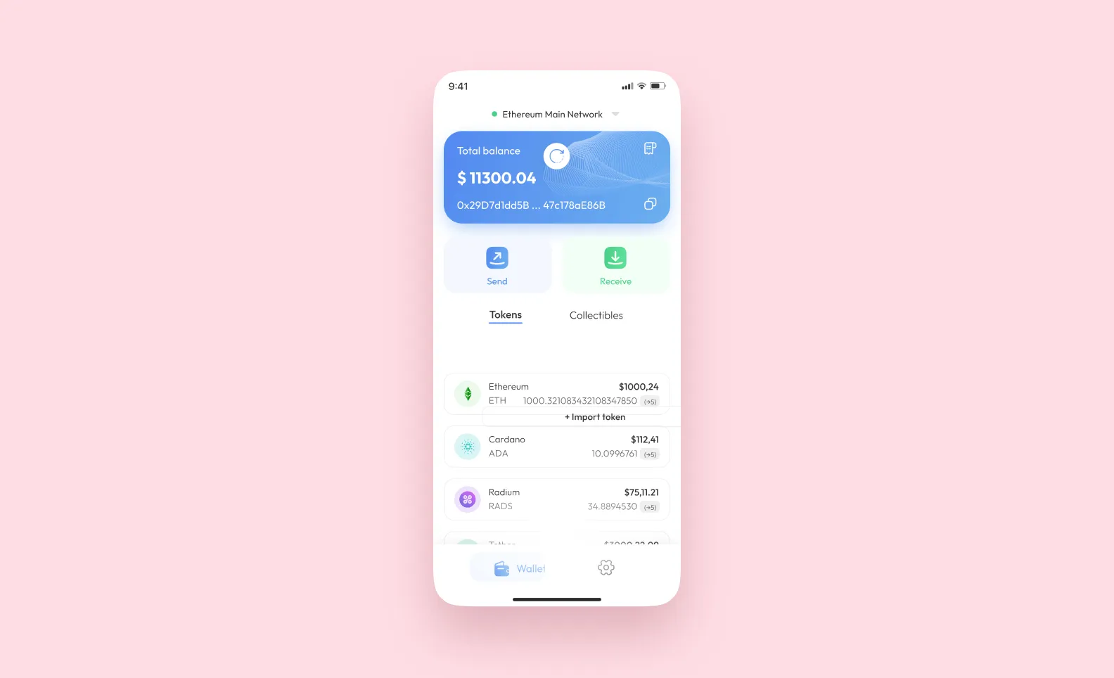 crypto wallet interface