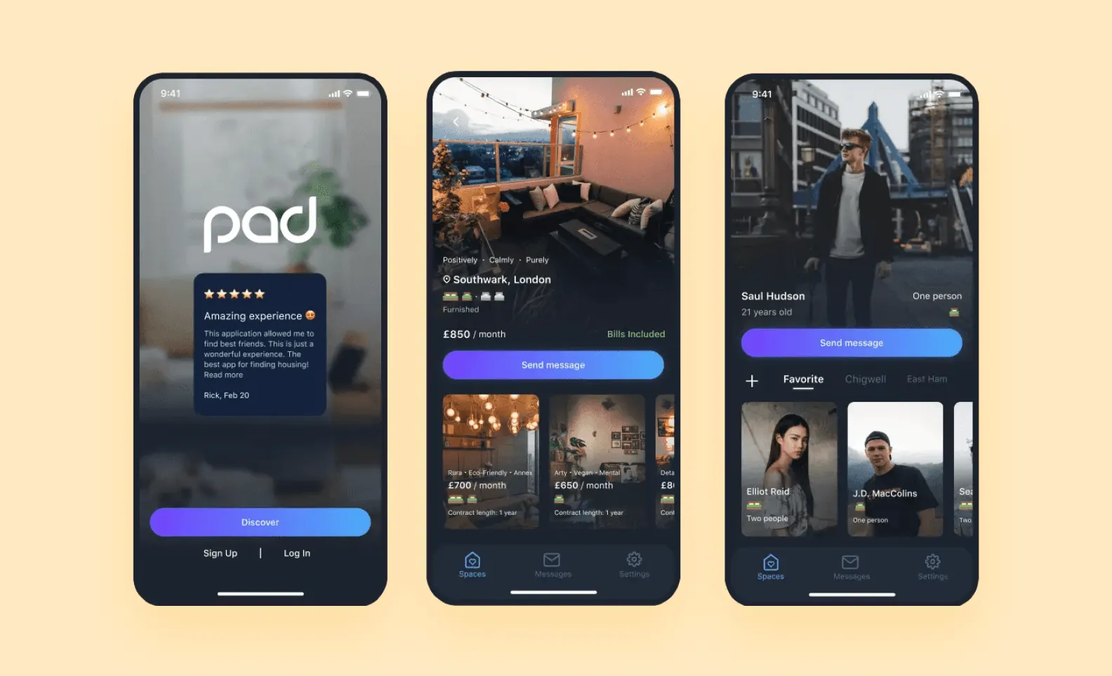 real estate app interface