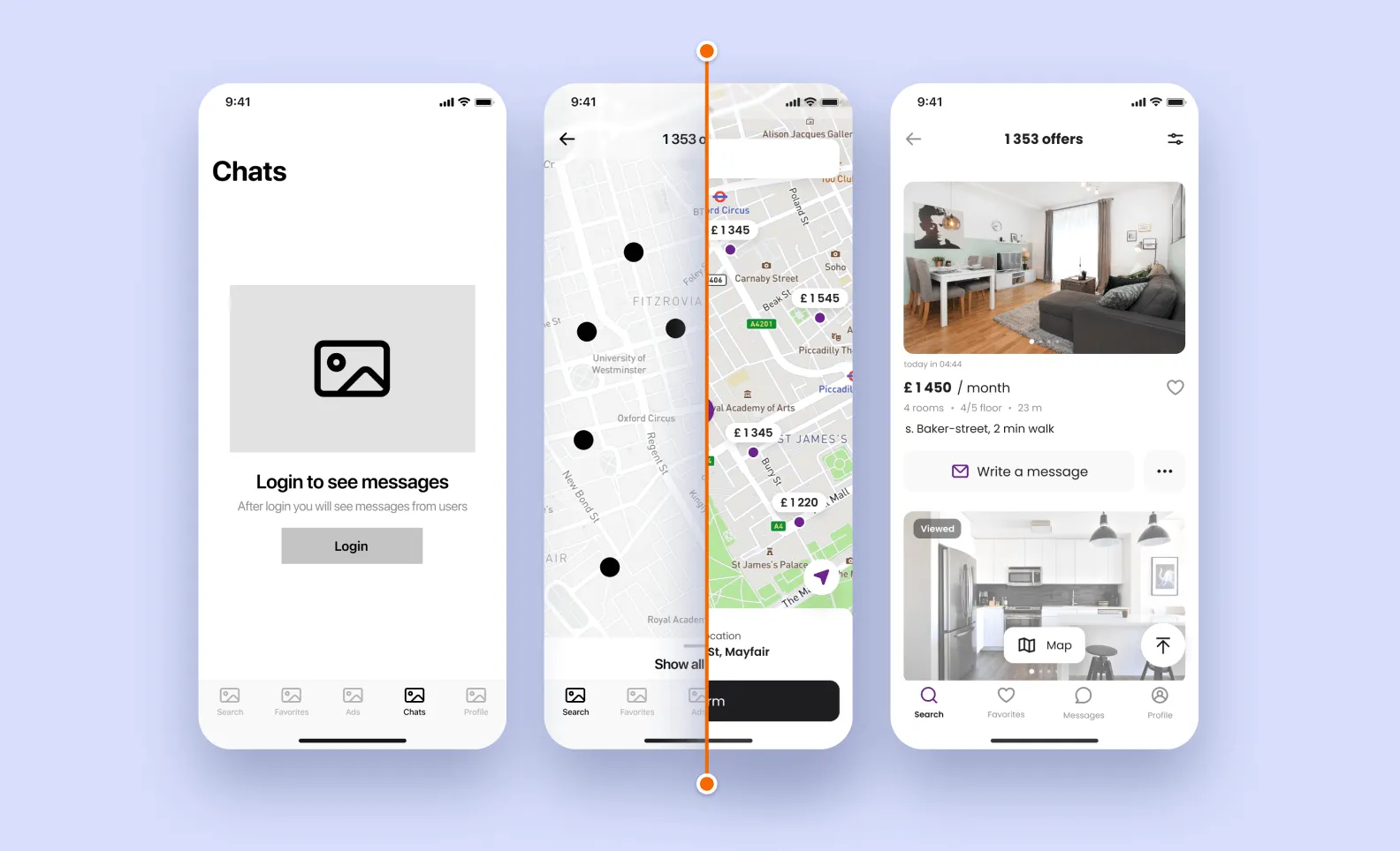 real estate app wireframes